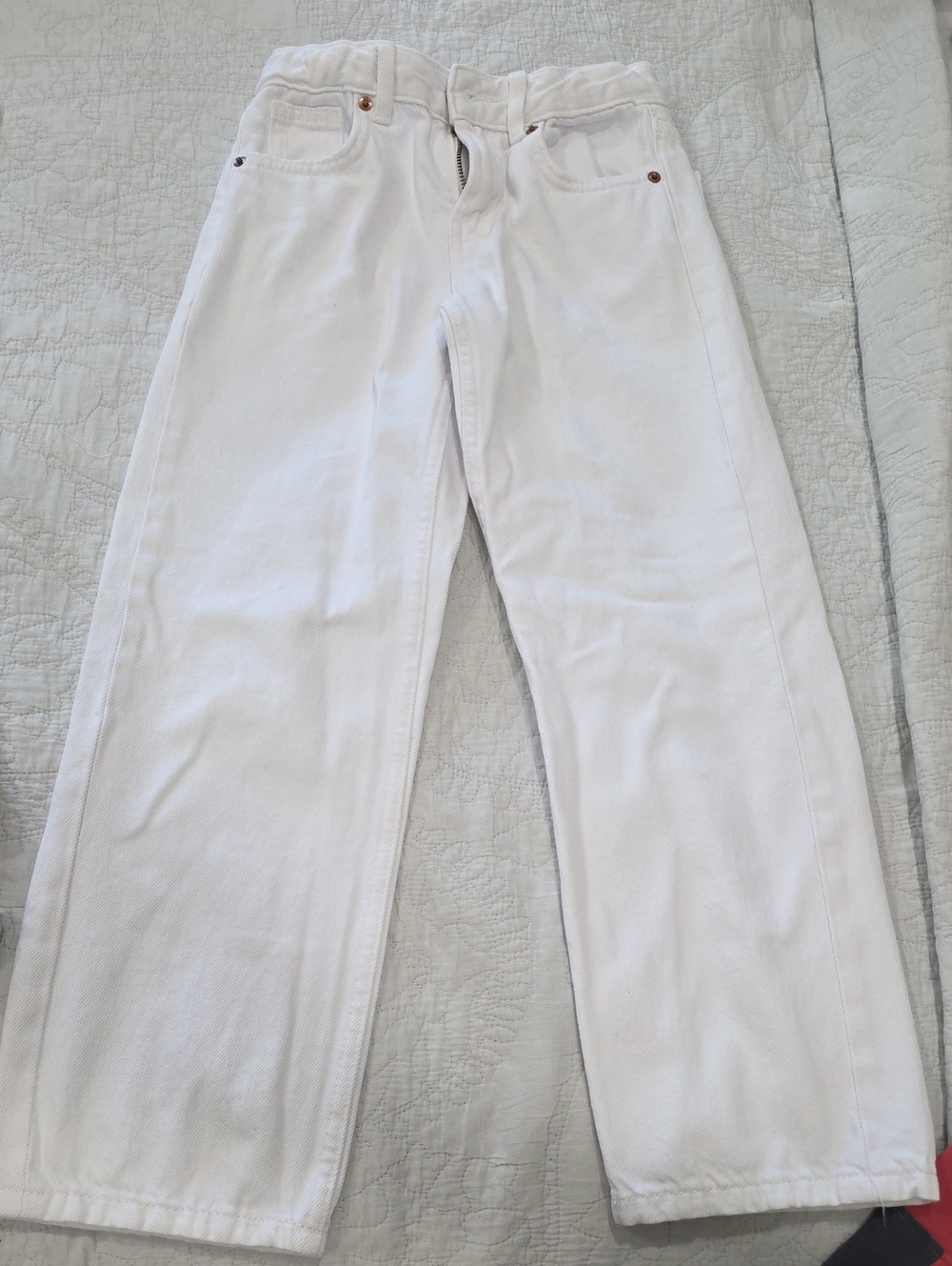 Zara White Kids Straight-Leg Jeans